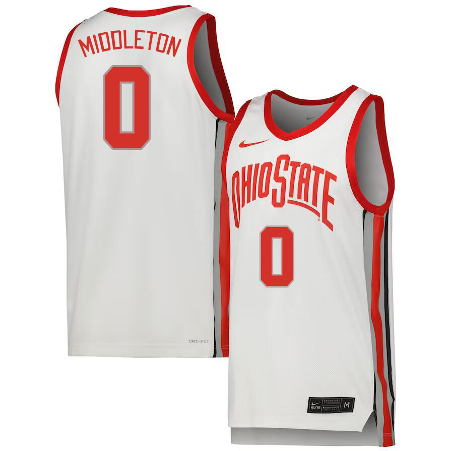 Ohio State Buckeyes #0 Scotty Middleton College Basketball Jerseys Stitched Sale-White